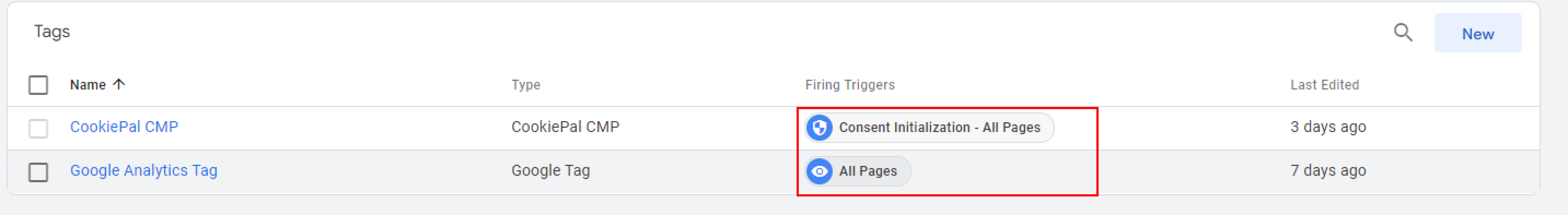 1. Ensure that the trigger, Consent Initialization – All pages is set only for the CookiePal CMP Tag, i.e. CookiePal CMP tag is fired first, before any other tags.