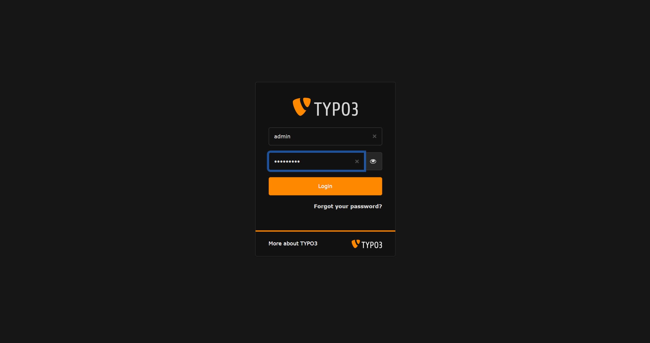 1. Login to your TYPO3 admin panel