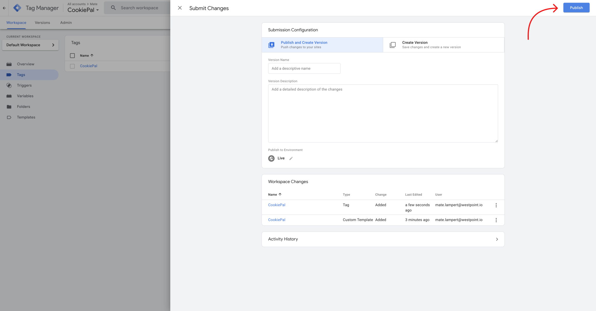 Step 5: Adding CookiePal CMP Template. Image