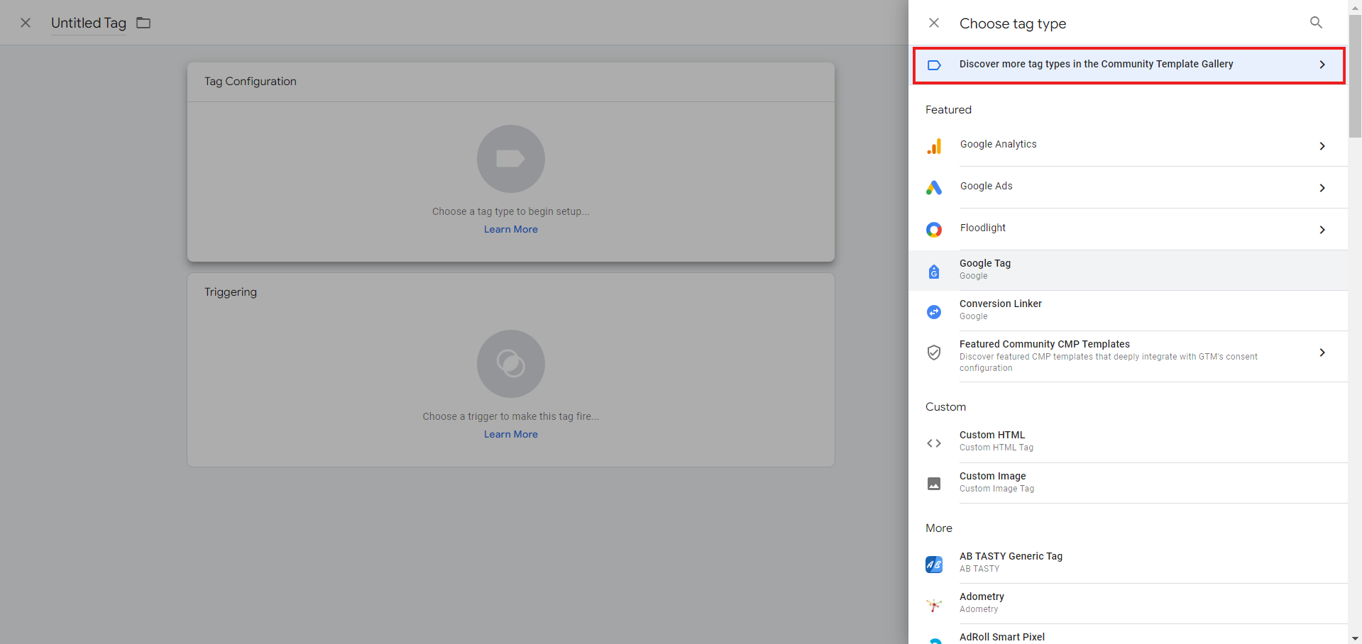 4. After that click on "Discover more tag types in the Community Template Gallery". 