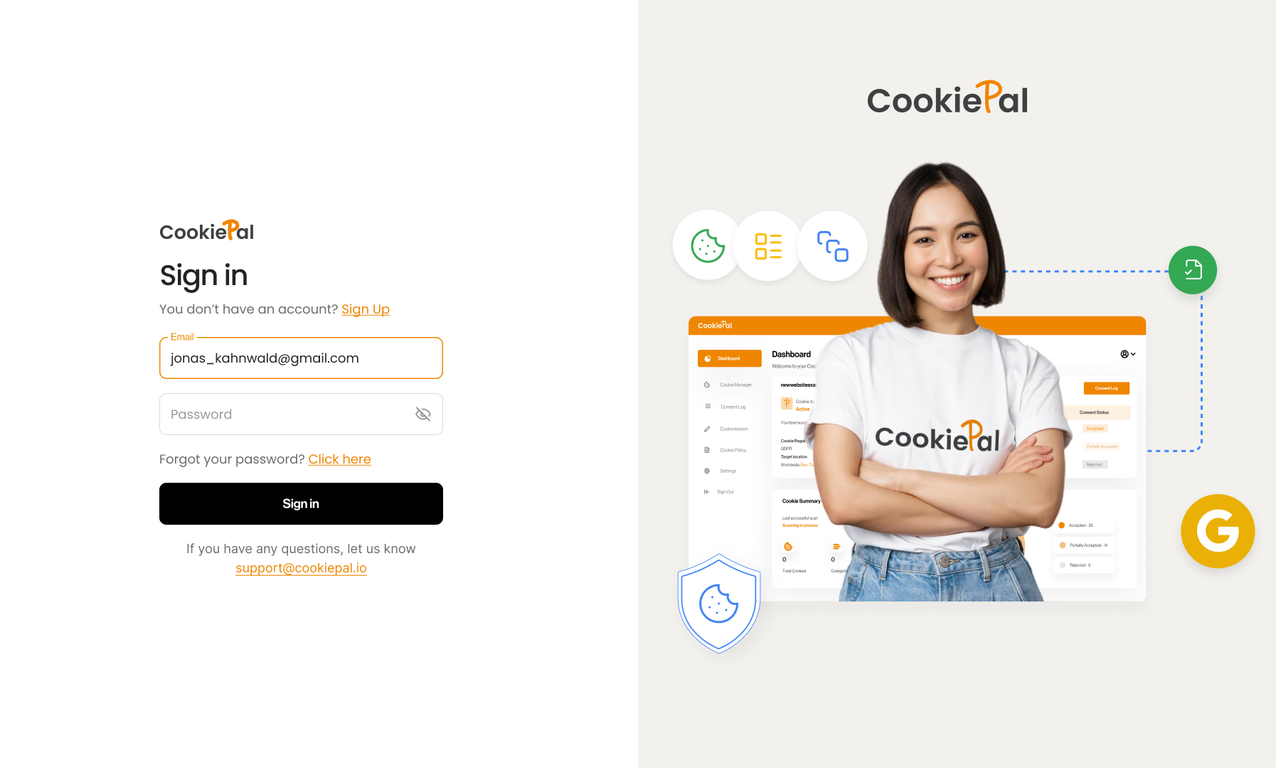 Step 1: Sign in to CookiePal Image